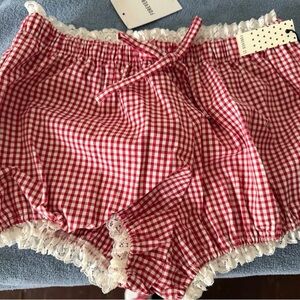 Forever 21 Red Gingham Lace-Trim Sleep Shorts